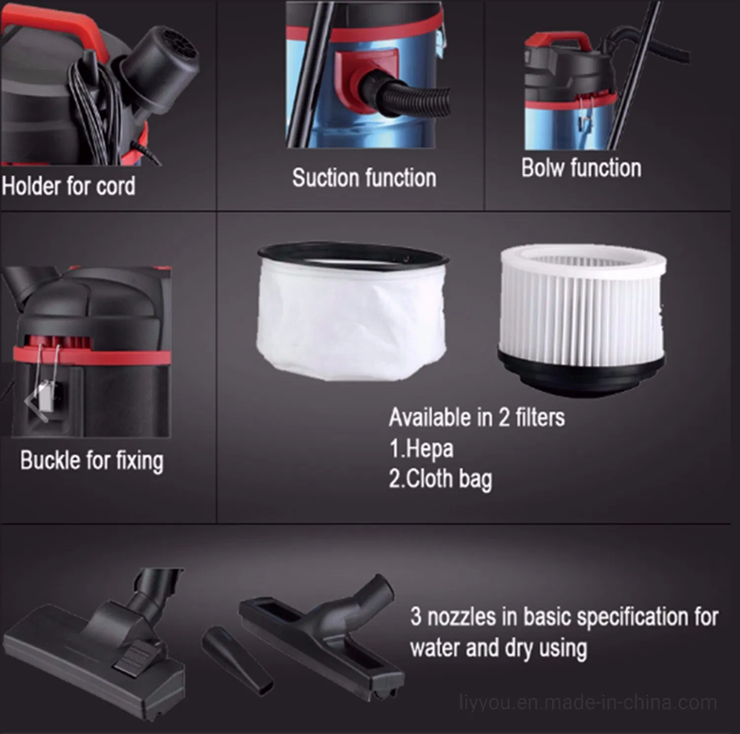 Industrial Wet&Dry Vacuum Cleaner Ly301 Home, Industry, Power Socket