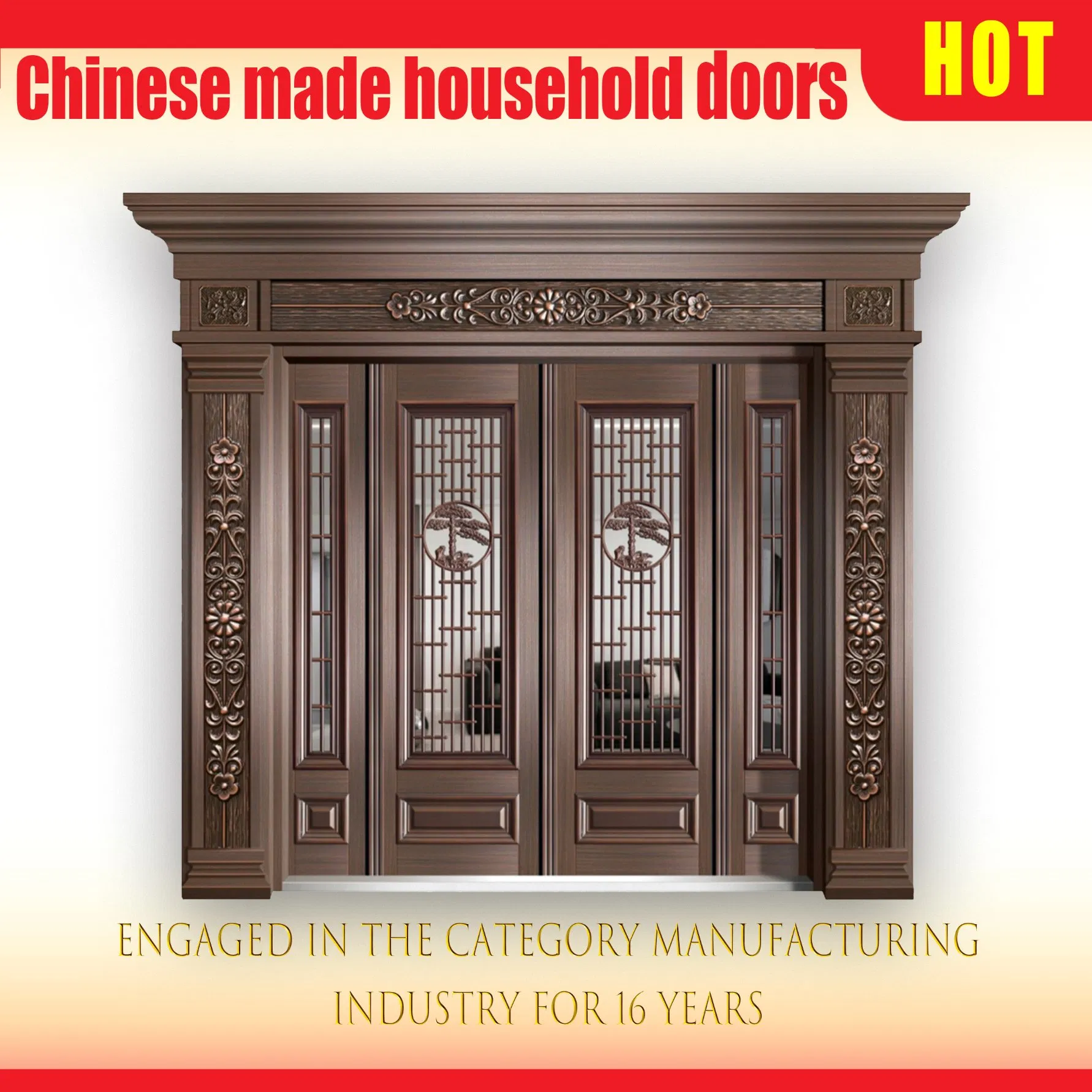 China Steel Aluminum Door Security Entrance Interior Guangdong Exterior Metal Modern Wrought Iron Front Single Garden Metallic Glass Windows and Door Price