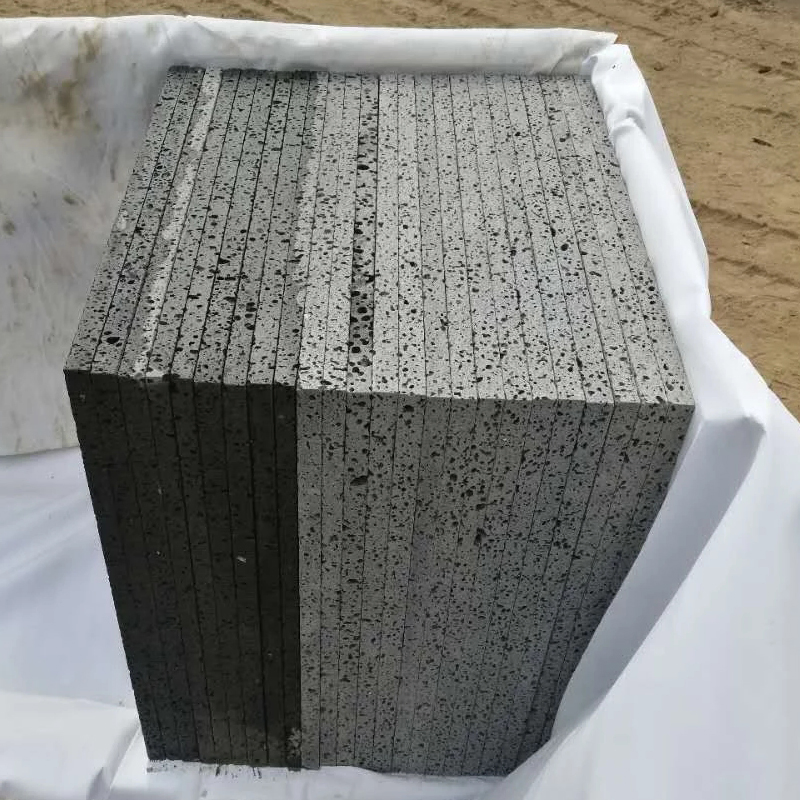 Honed Dark Grey/Black Basalt with Holes for Flooring Tiles, Basalt Tiles