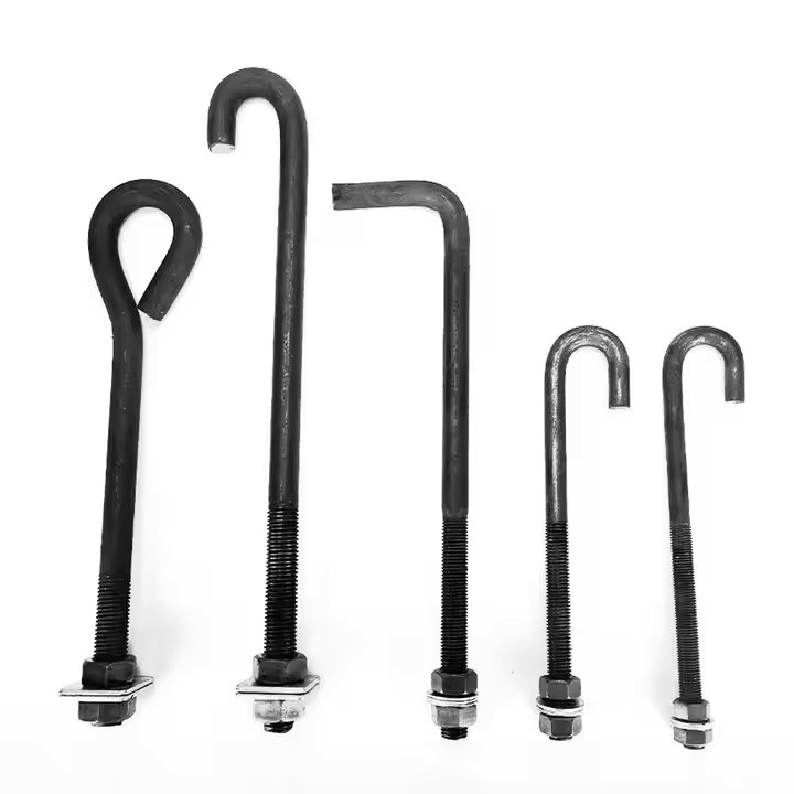 Manufacture Galvanized L J Type Bolt Anchor Hook M24*65 Bolt with Nuts and Washer