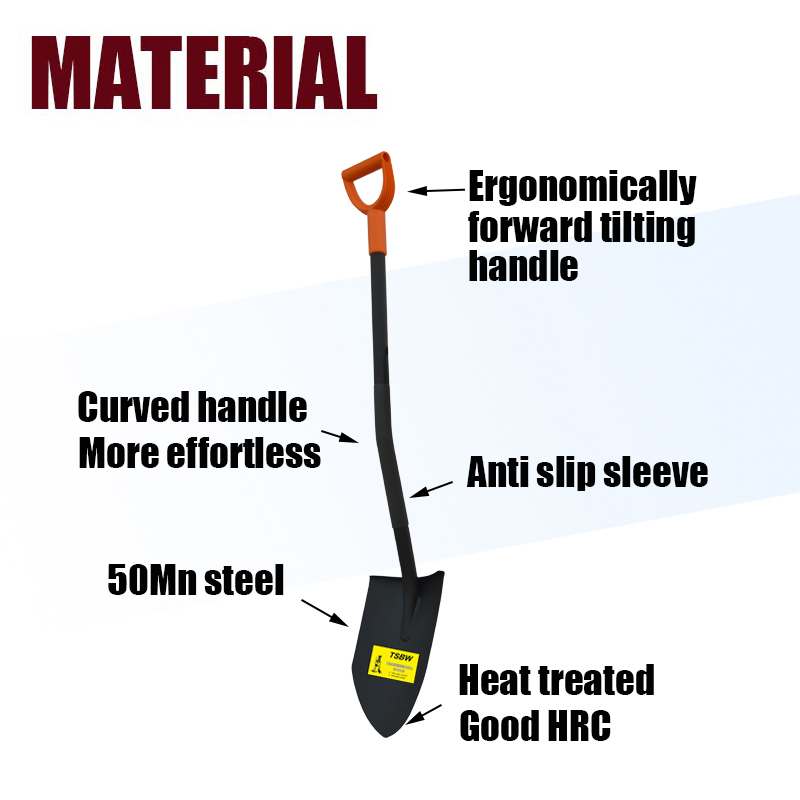 Garden Best Price Farming Digging Iron Metal Spade Head Steel Short Bent Handle Shovel
