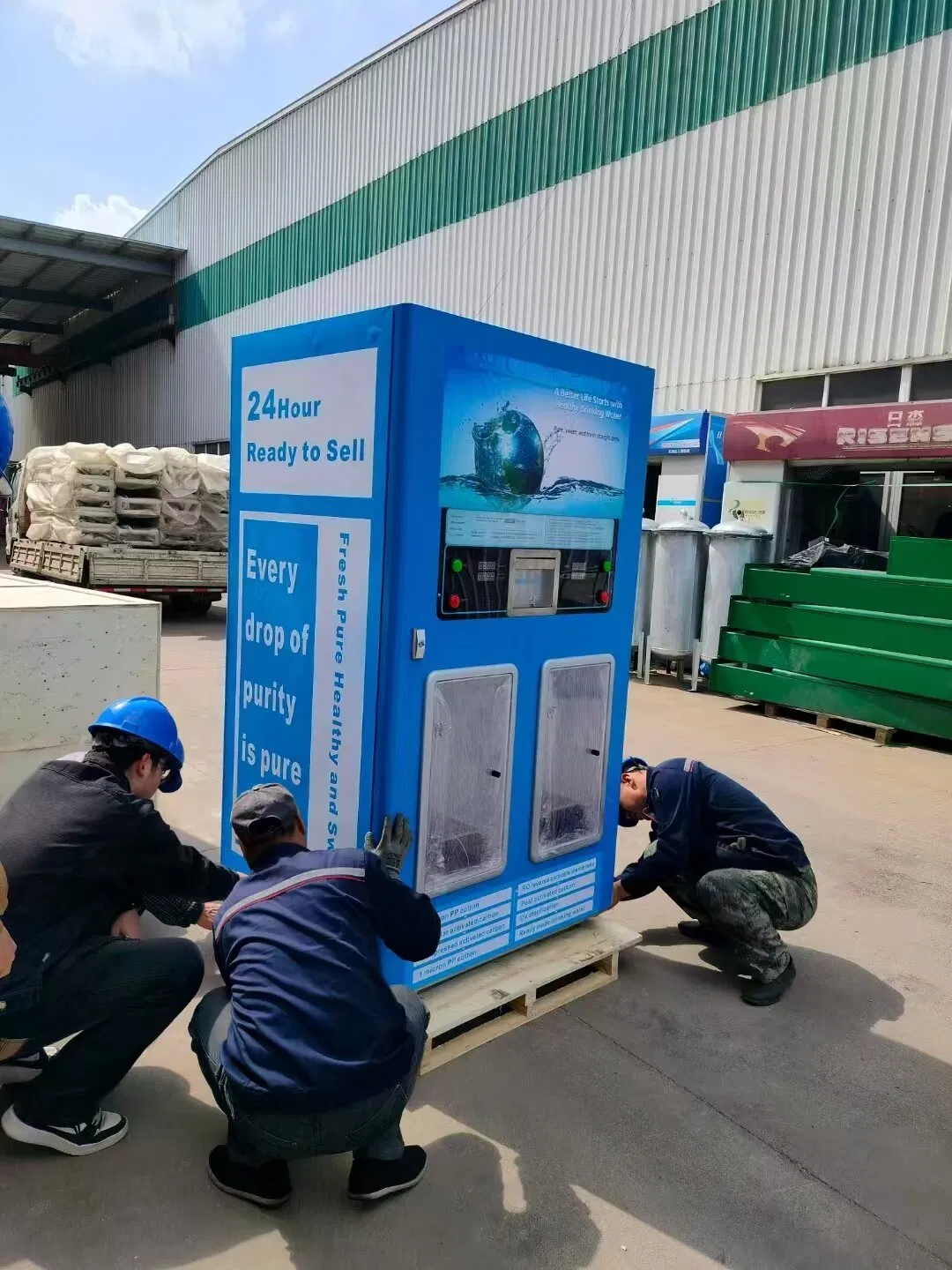 RO Pure Water Vending Machine Coin Qr Code Payment System Outdoor Water ATM Station