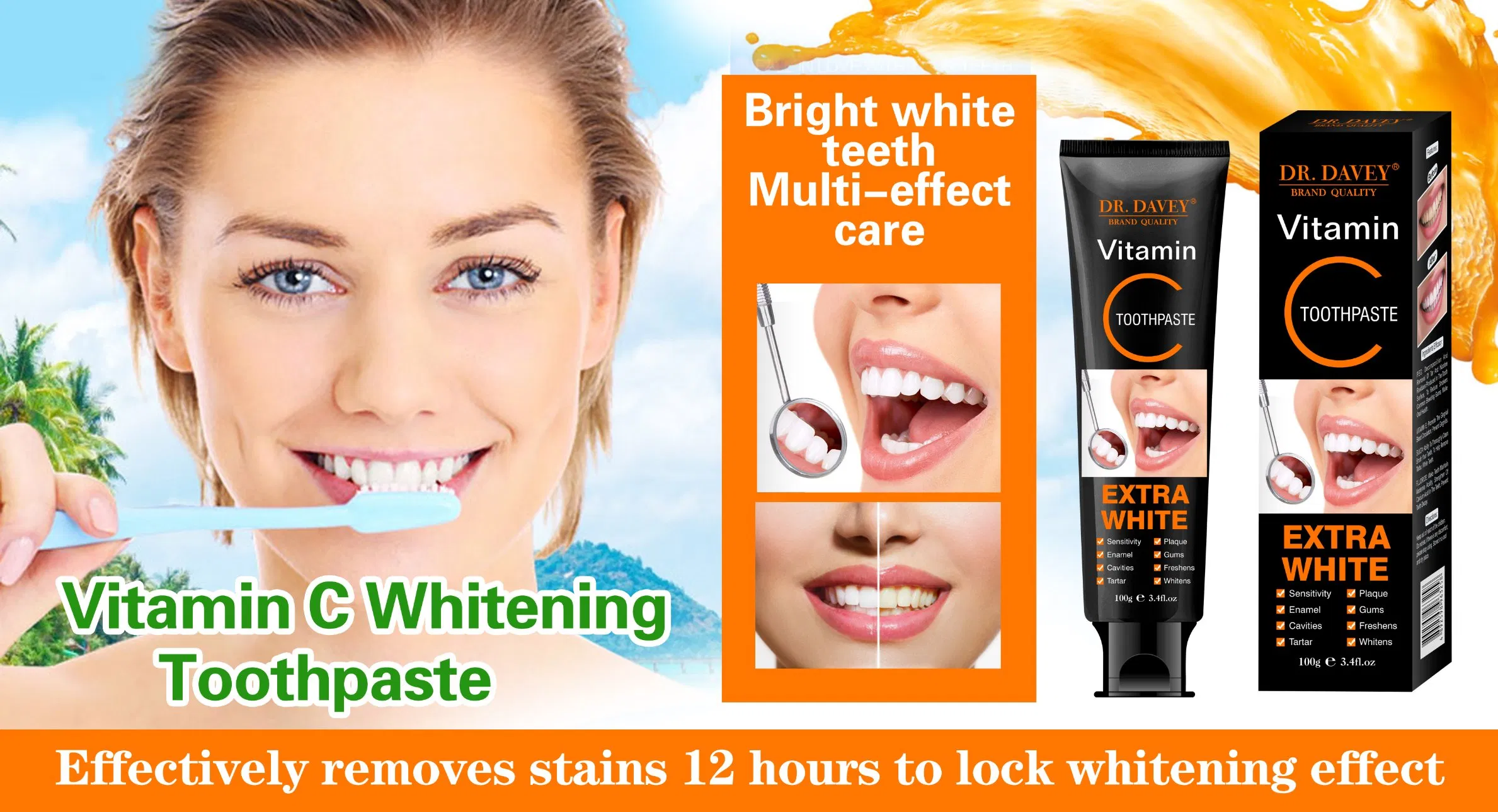 Extra Whitening Toothpaste with Vitamin C for Radiant Oral Care