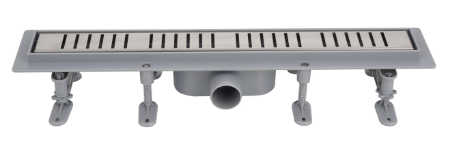 The Shower Drainage Relies on Its Square and Straight Floor Drain in The Bathroom