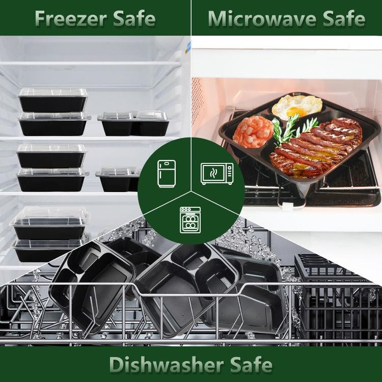 Обеденный ланчбокс с 3 отделениями, одноразовый