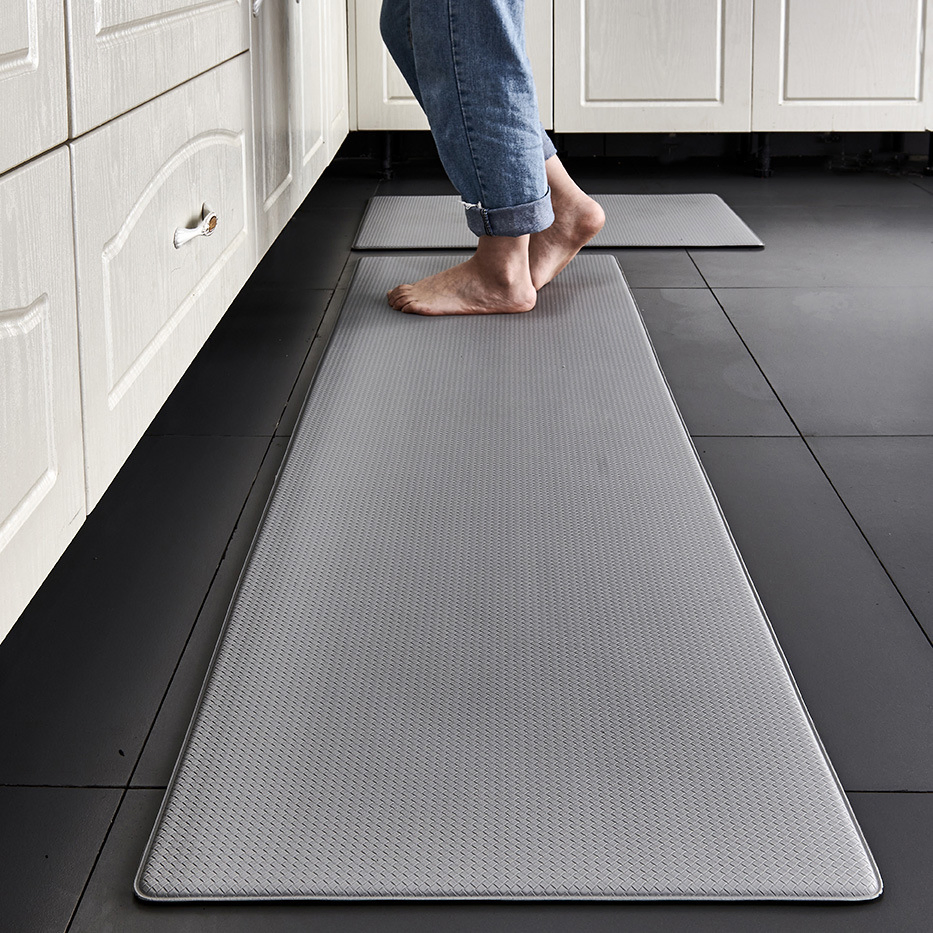 Eco Friendly Non Slip Vinyl PU Leather Kitchen Floor Mat Rug