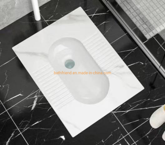Bathroom Random Pattern Wc Rock Slab Squatting Pan Toilet with S-Band Squat Pan