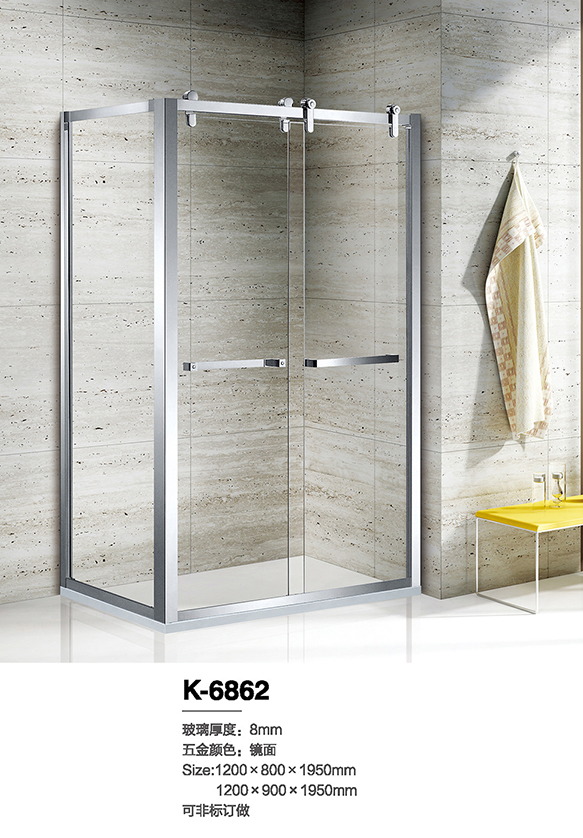 Rectangle Sliding Door Tempered Glass Bathroom Shower Fitting Bath Cabin