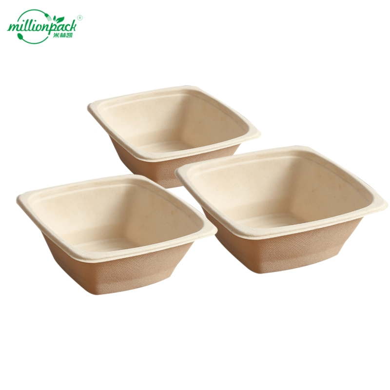 Leak-Proof Noodle Container Hot Food Bagasse Tray with Reinforced Seam Design