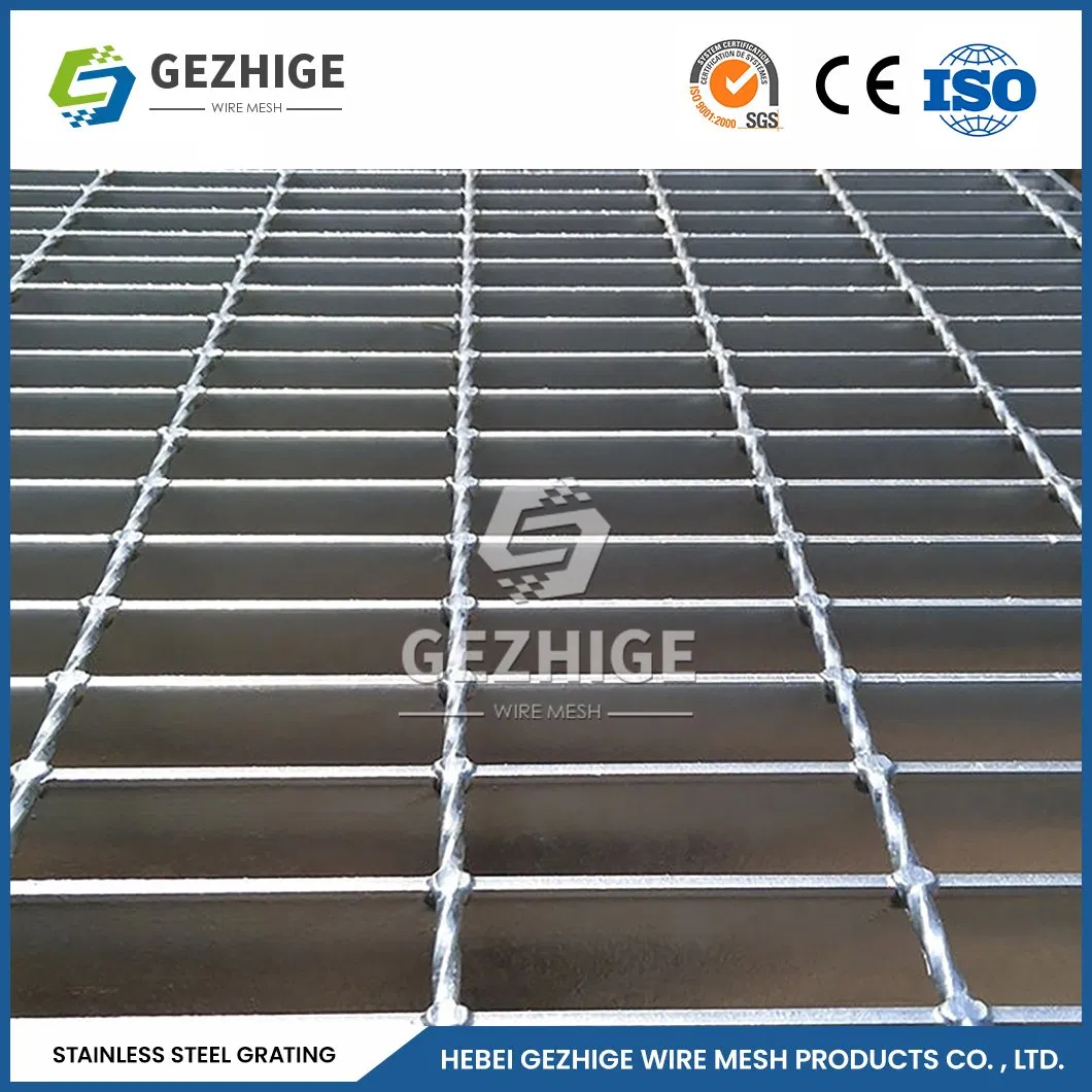 Gezhige Stainless Steel Drain Grate Outdoor Factory Construction Material Ss Steel Grating China 60 80mm Bearing Bar Pitch Heavy Duty Stainless Steel Grating