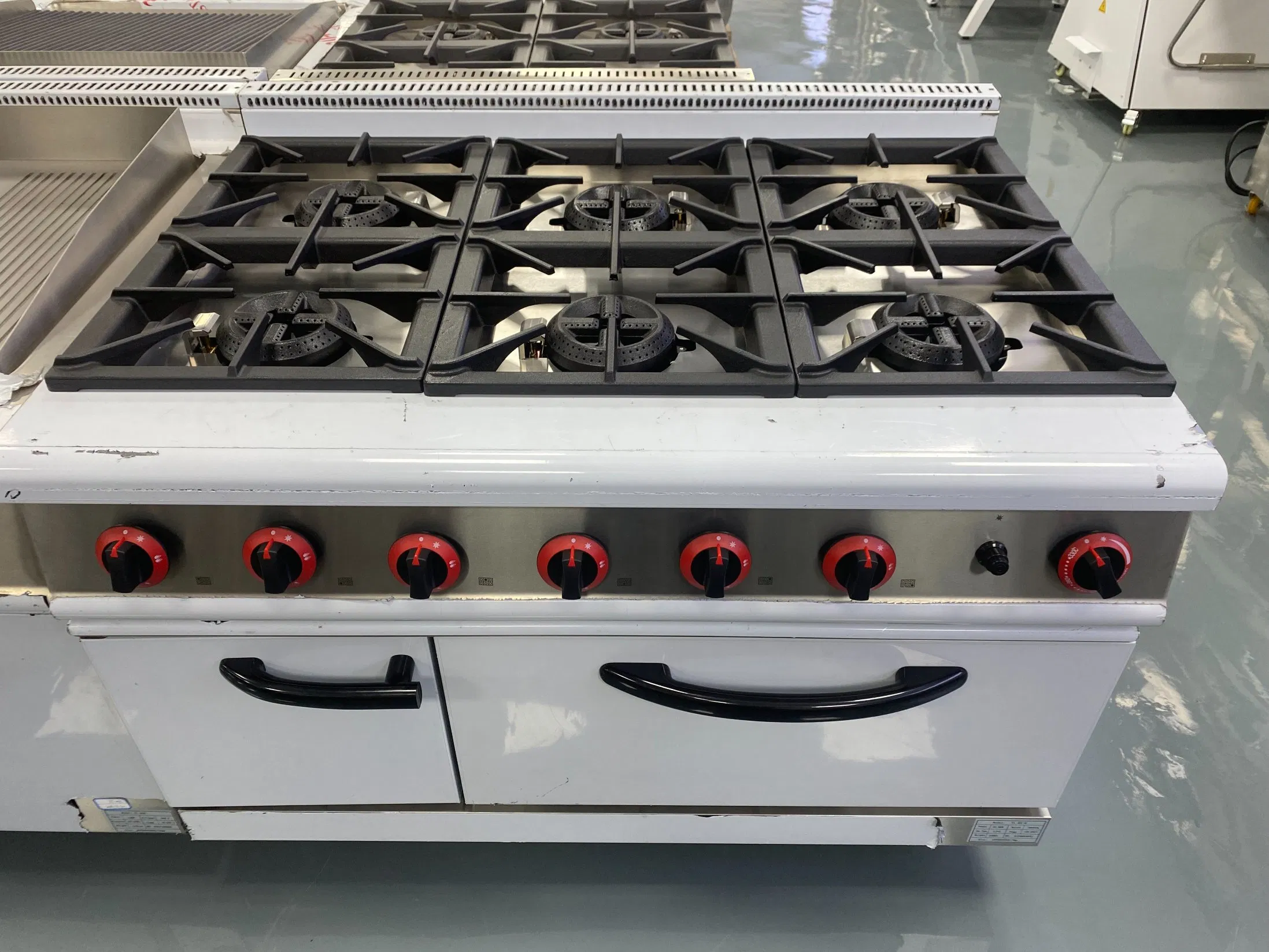 Commercial Premium 6 Burner Gas Range with Oven & Storage Cabinet