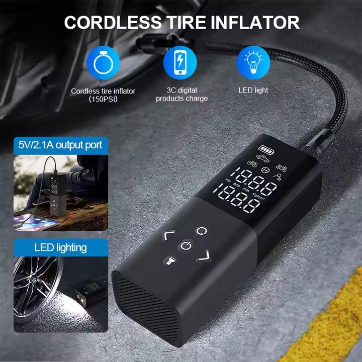 Мини-компрессор для шин автомобиля беспроводной, портативный