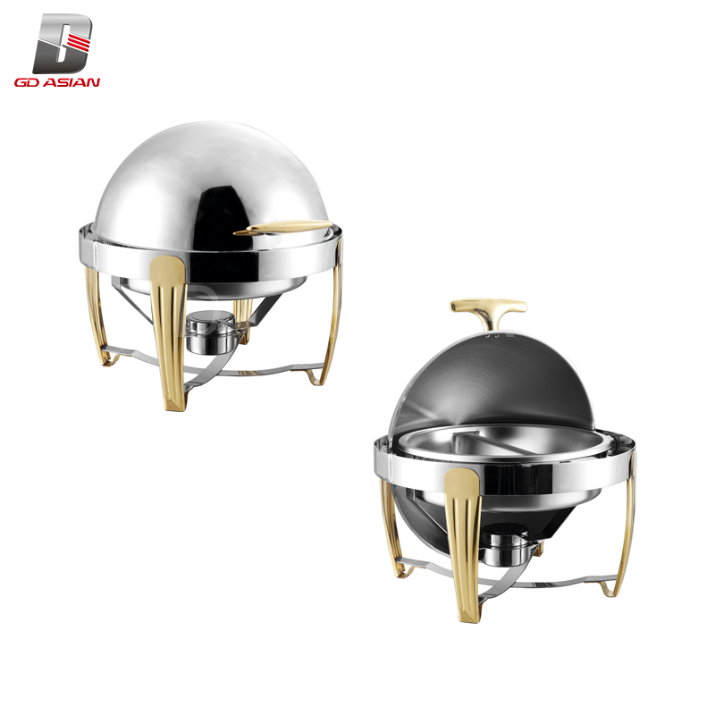 Round Roll Chafing Dish Diner Buffet with Golden 475*475*460mm