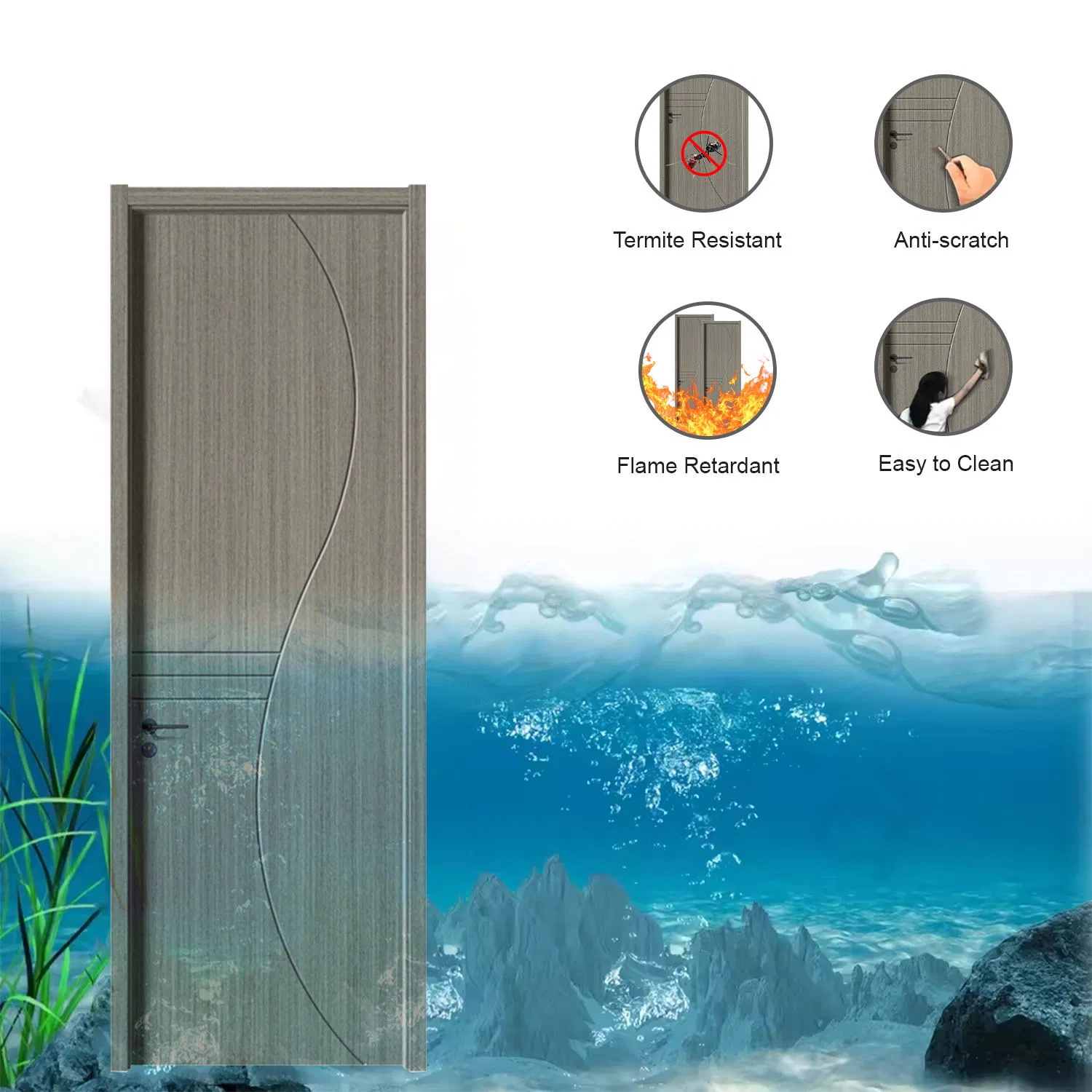 High-End Interior Solid Wood Apartment Composite Modern Design Bedroom UPVC Polymer Room Door