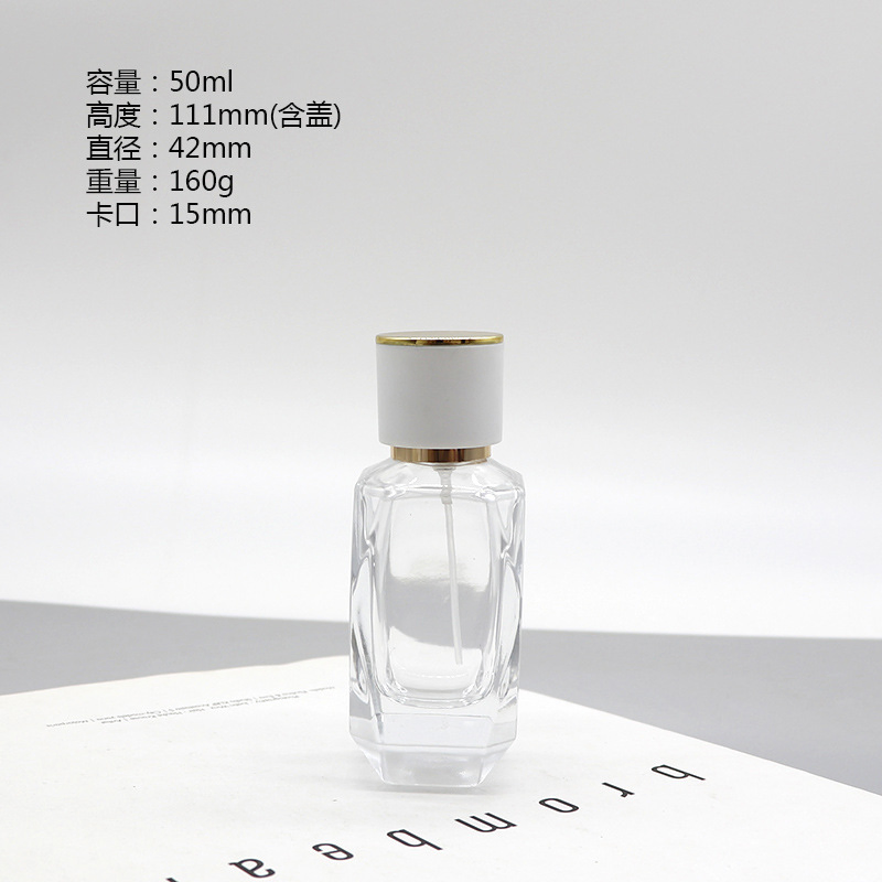 50ml 100ml High Quality Square Cut Edge Shaped Glass Bottle Perfume Empty Bottle Sale