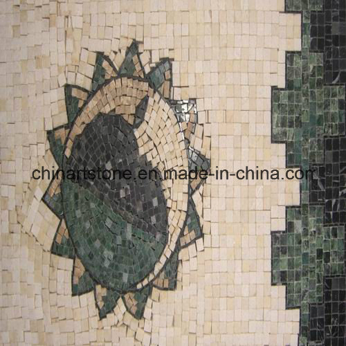 Мозаика из мрамора с водно-струйным узором для пола