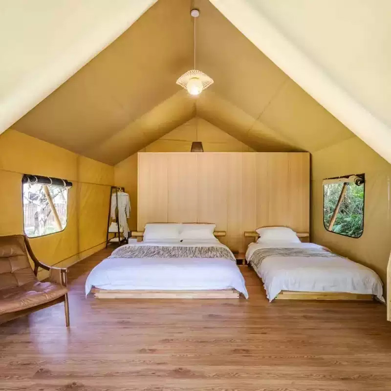 Ultra-Durable Sloped-Roof Wilderness Tent, Steel Structure Tent