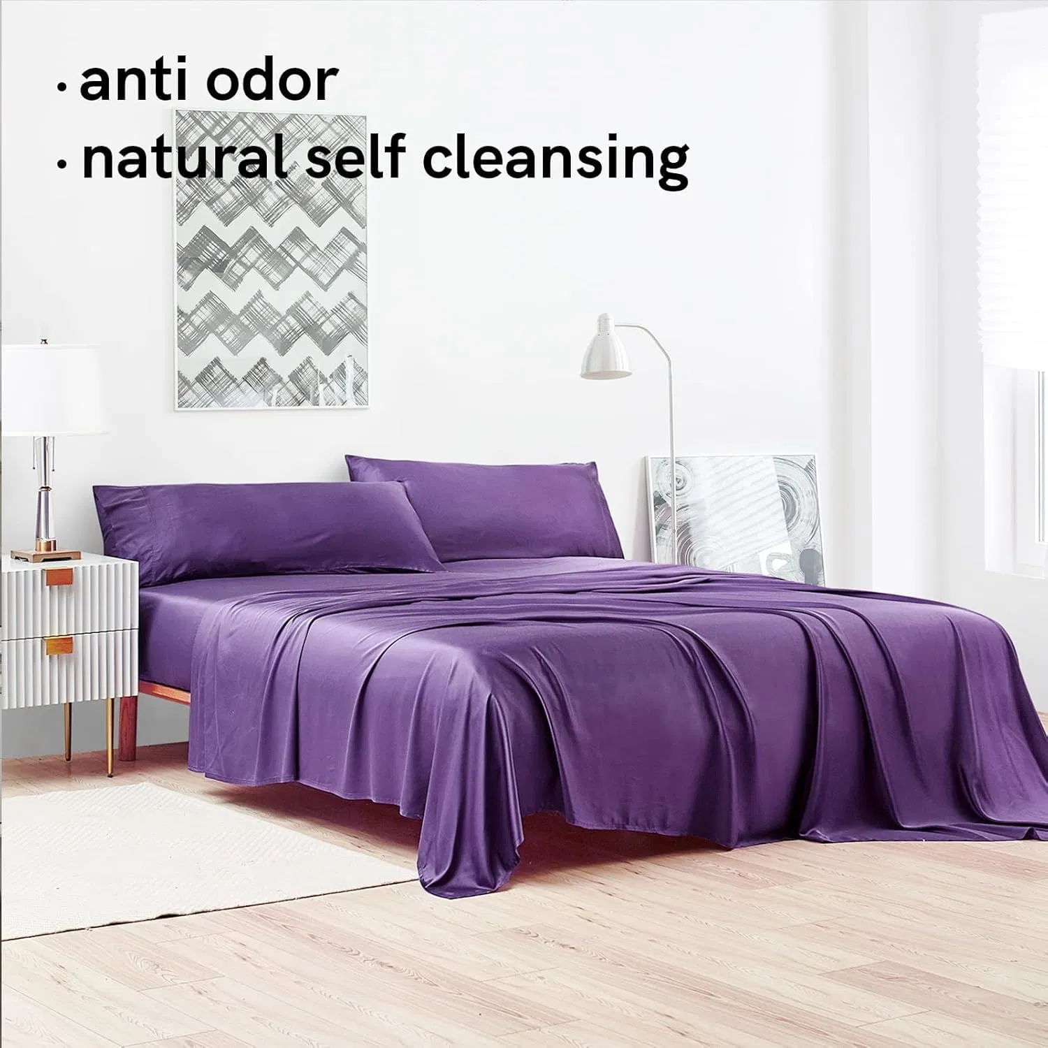 Cooling Bed Sheet Set with 100% Rayon Derived From Bamboo