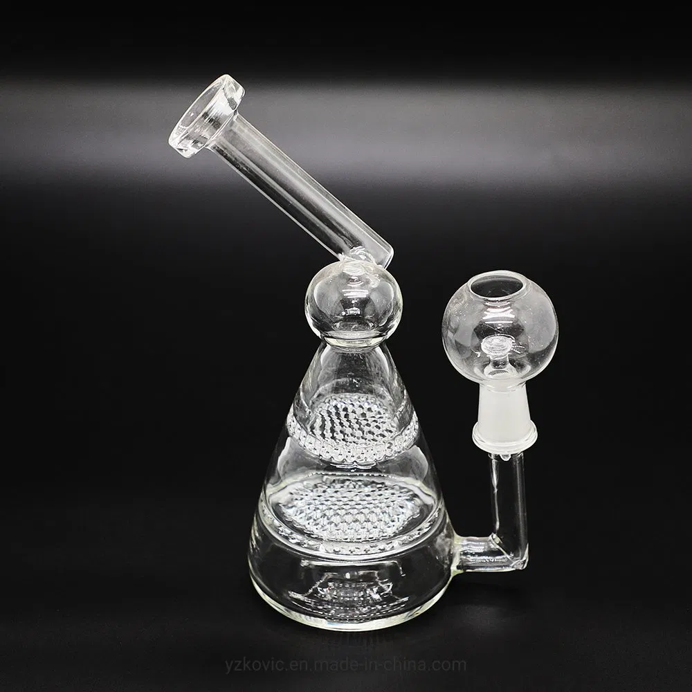 7" Glass Smoking Pipe with Double Layer Honeycomb Water Pipe