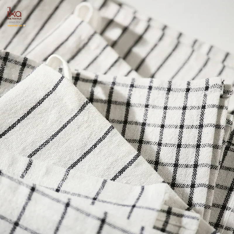 Drying Best Selling Luxury Wholesale Hand Soft Plaid Yarn Dye White Kitchen Cotton Dish Towel