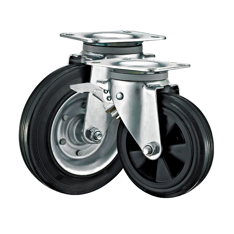 6"8" Industrial Outdoor Trash Can Casters Trash Bin Rubber Wheel Castor
