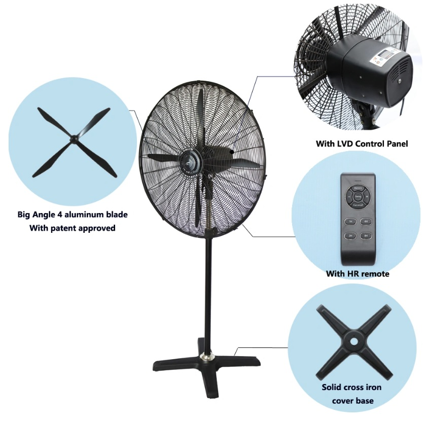 Basic Customization 4 Aluminum Blades 19 Speeds Electric Fan Industrial Wall Fan for Remote with CB Certification