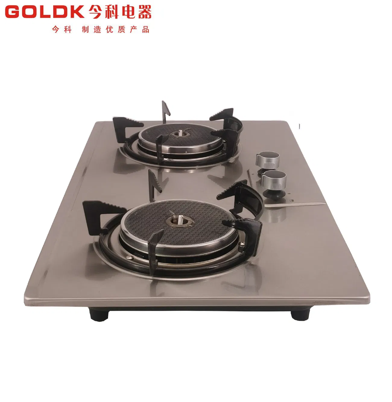 Goldk GS-057 Premium Quality Black 2 Burner Built-in Stainless Steel Infrared Gas Hobs