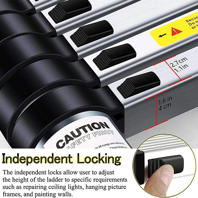 6.2m Aluminum Telescopic Ladder Industrial Grade Ladder Double-Side Folding Ladder