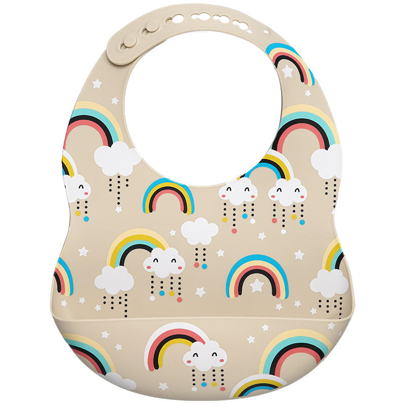 New Baby Item Product Wholesale Printing Silicone Feeding Bibs