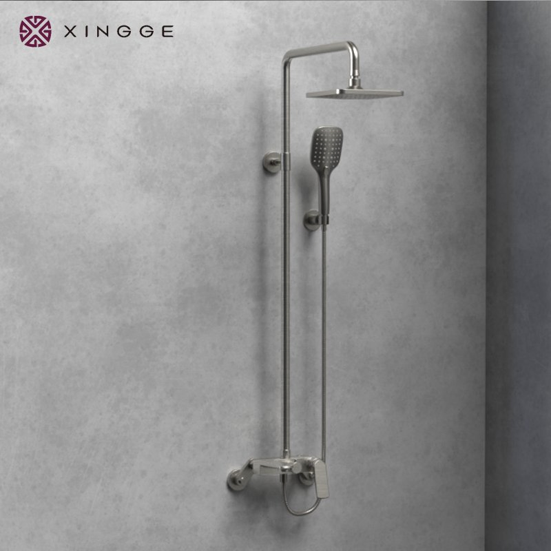 Modern Space Aluminum Four Functions Shower Set with Digital Display Bathroom Sanitary Ware Rain Bathroom Shower Set Mixer