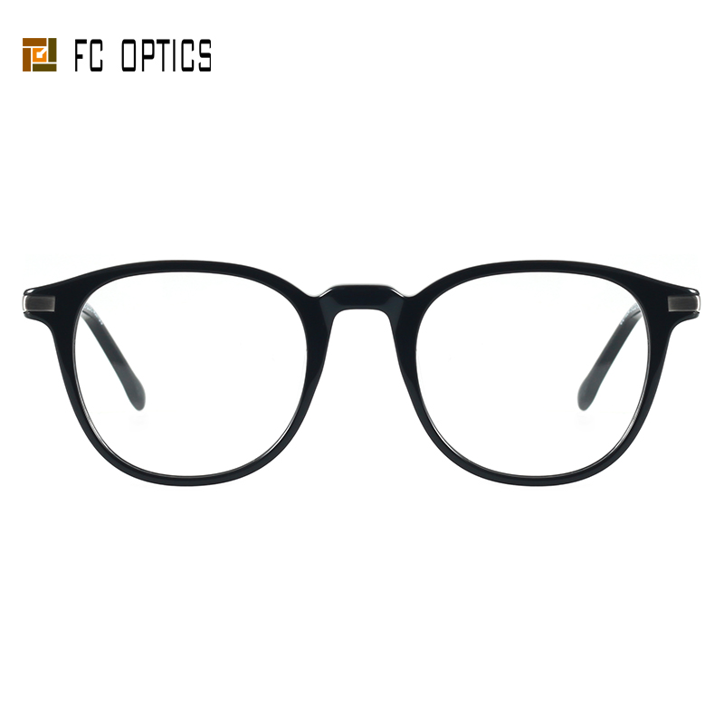 Spectacle Acetate and Metal Combination Oval Unisex Rts Prescription Eyeglass Frame