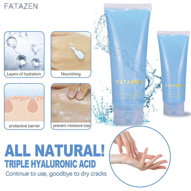 OEM ODM Moisturizing Squeeze Tube Hand Cream Refreshing Hand Lotion Skin Care Products Blue Copper Peptide Repairing Hand Cream