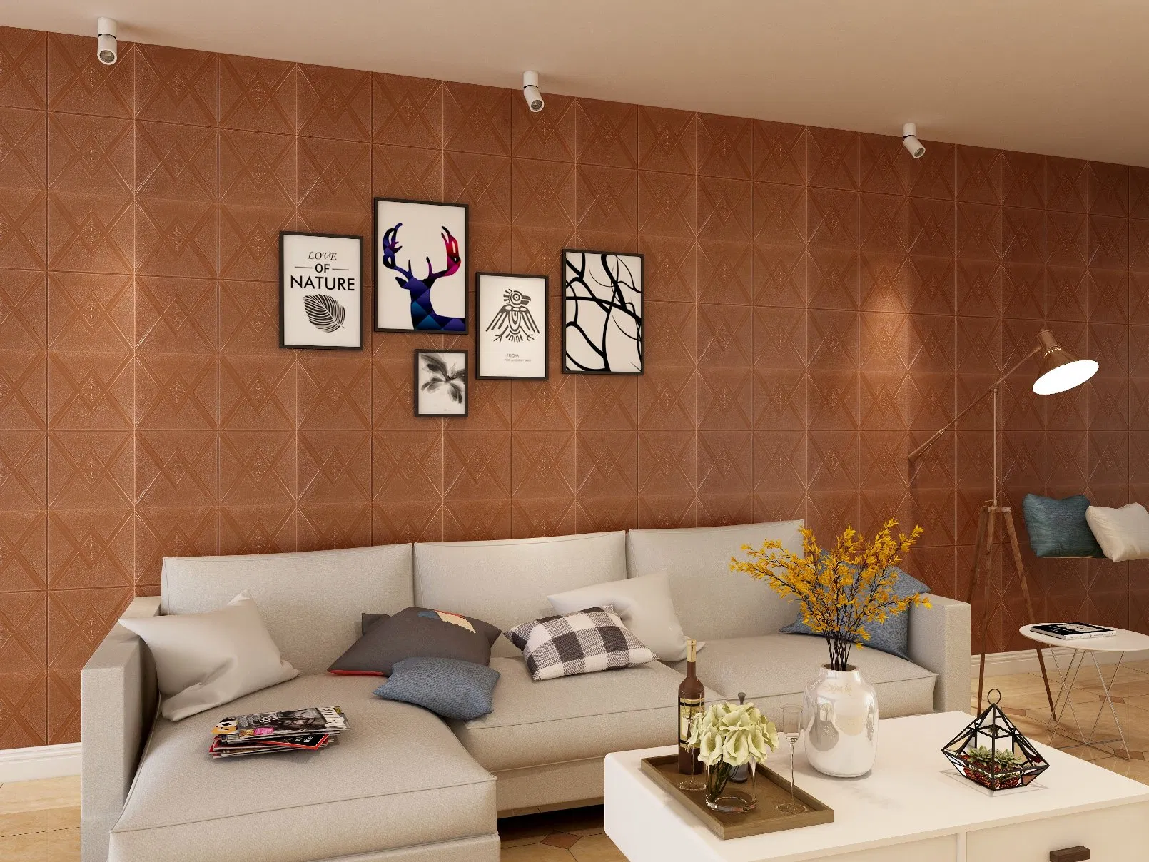Modern Style Moisture Proof Cartoon Decorative 3D Self Adhesive Wall Papers Indoor Graphic Design