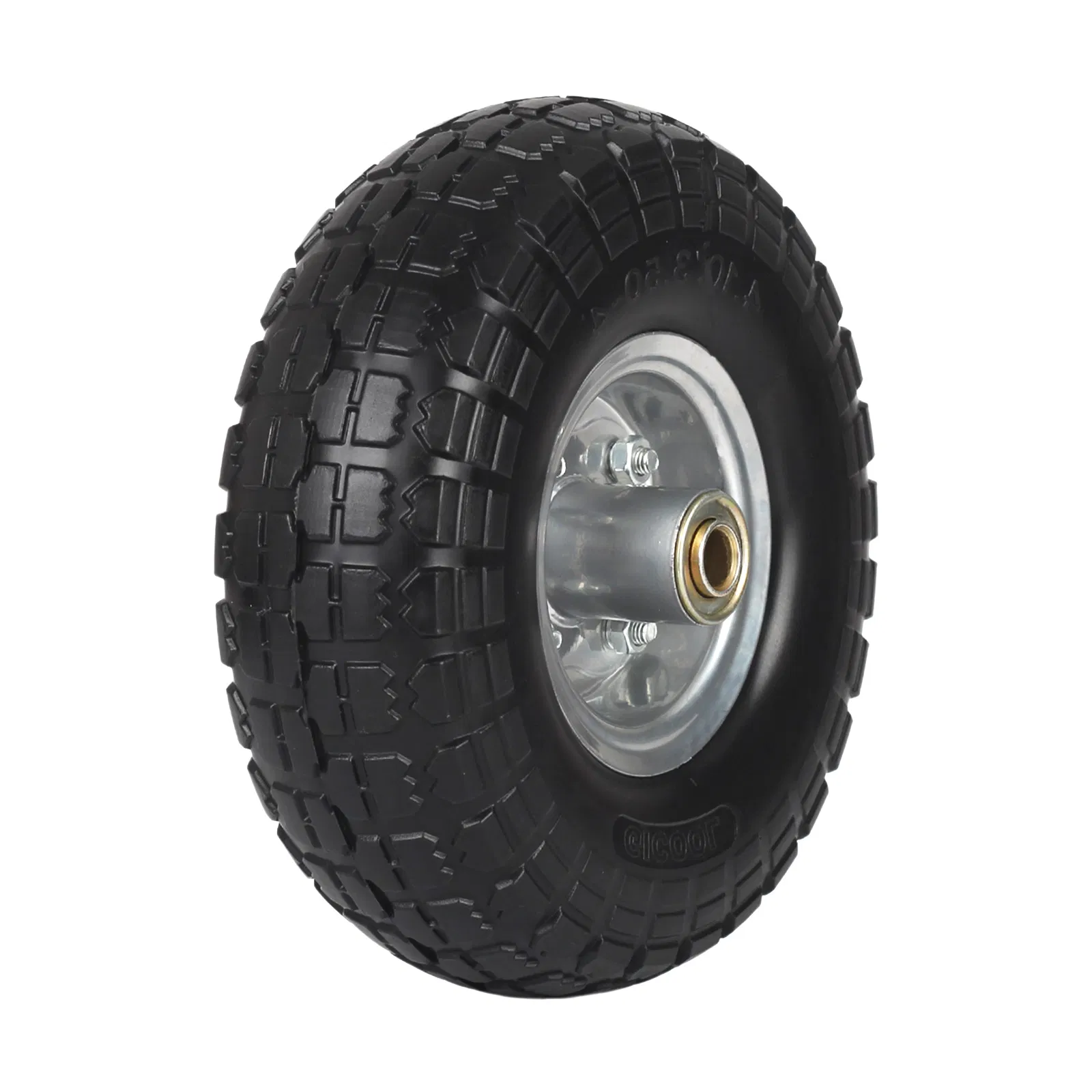 10 Inch 4.10/3.50-4 Flat Free Polyurethane PU Foam Tire and Wheel for Generator Lawnmower Hand Truck Garden Wagon Cart