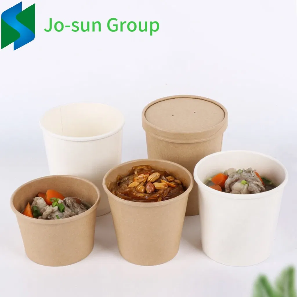 Disposable Thickened Kraft Paper Custom Soup Cup Soup Bucket Takeout Packaging Porridge Bucket and Cup