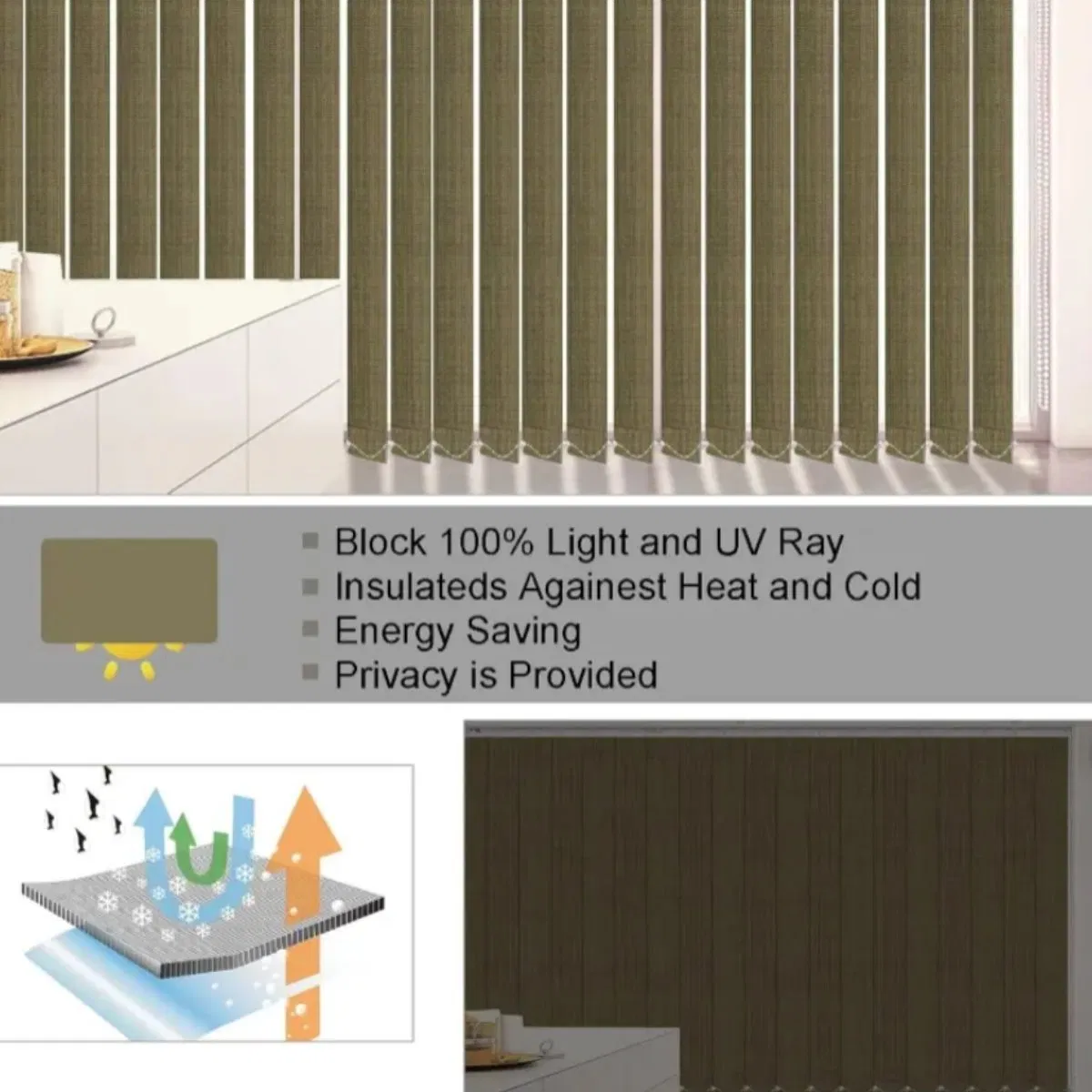 Manufacture Modern Curtains Textured Fabric Vertical Sheer Blind for Bedroom