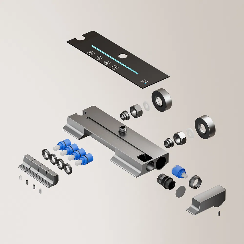 Luxury Bathroom Space Aluminum 4-Function Wall Mounted Handheld & Rainfall Shower Set