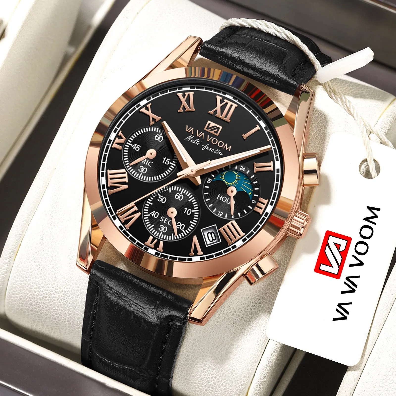 Hot-Selling Man's Leather Band Fashionable Business Casual Waterproof Quartz Watch