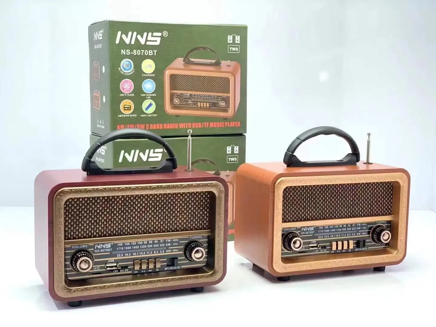 Ретро радио NS-8070BT с Bluetooth, деревянный корпус