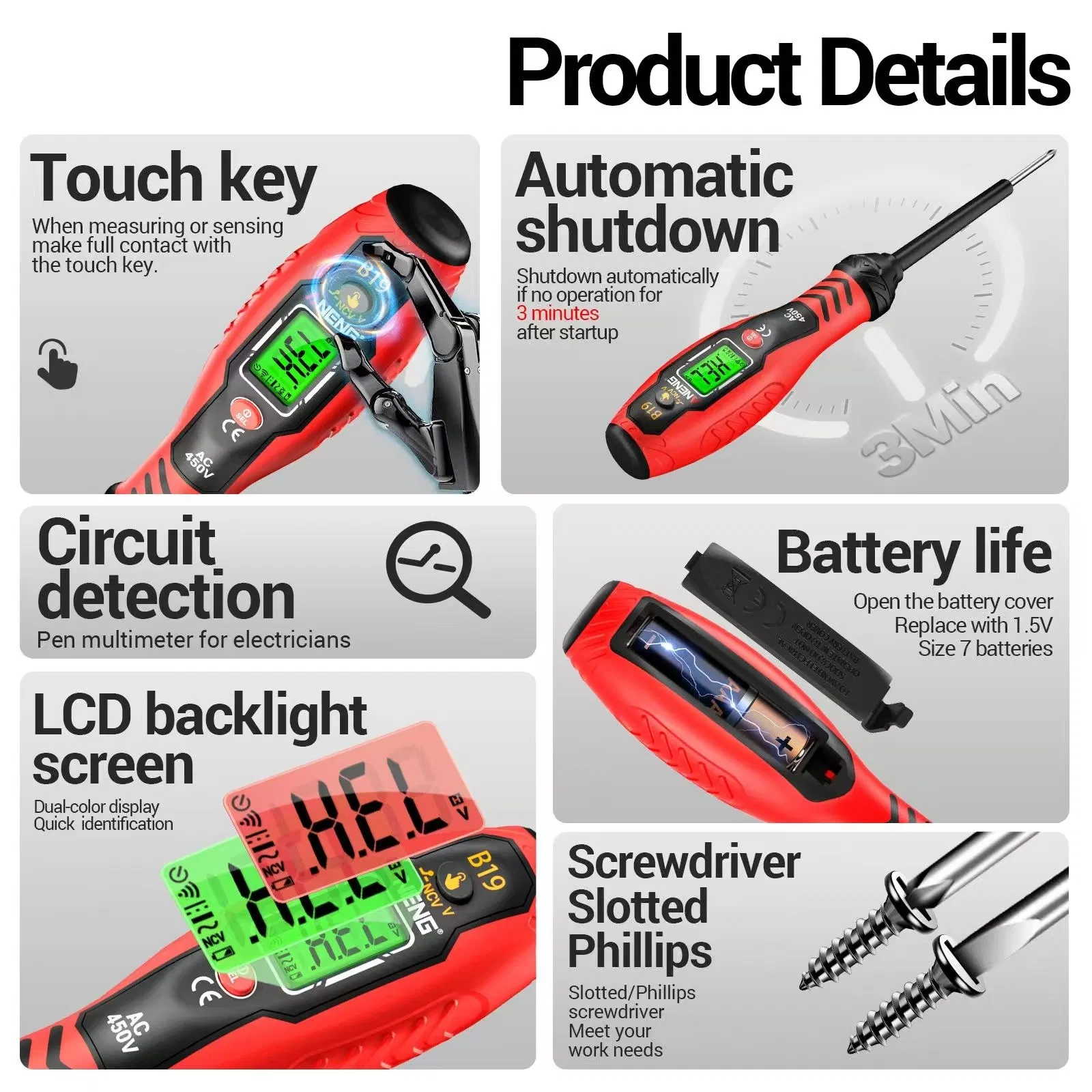 Тестер-отвертка B20 с изоляцией, двойного назначения