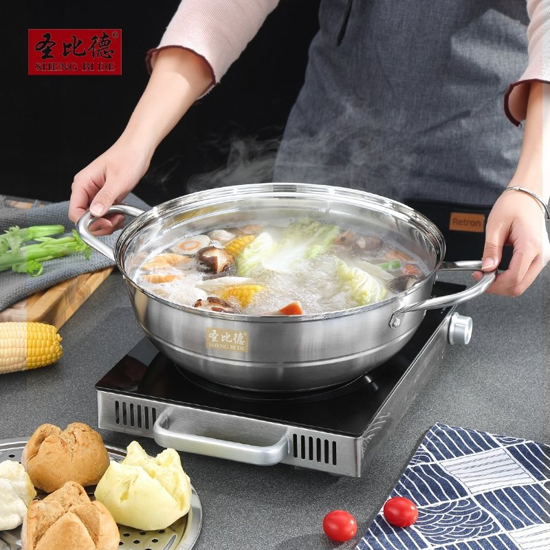 Food Grade Stainless Steel Non-Stick Easy Cleaning Multifunction Steamer Pot 34cm