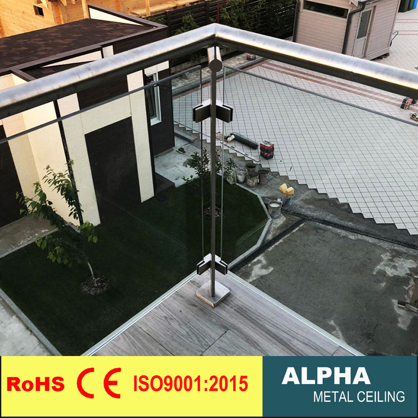 Metal Glass Balustrade System Stairs Railings Stainless Steel Frameless Glass Railing