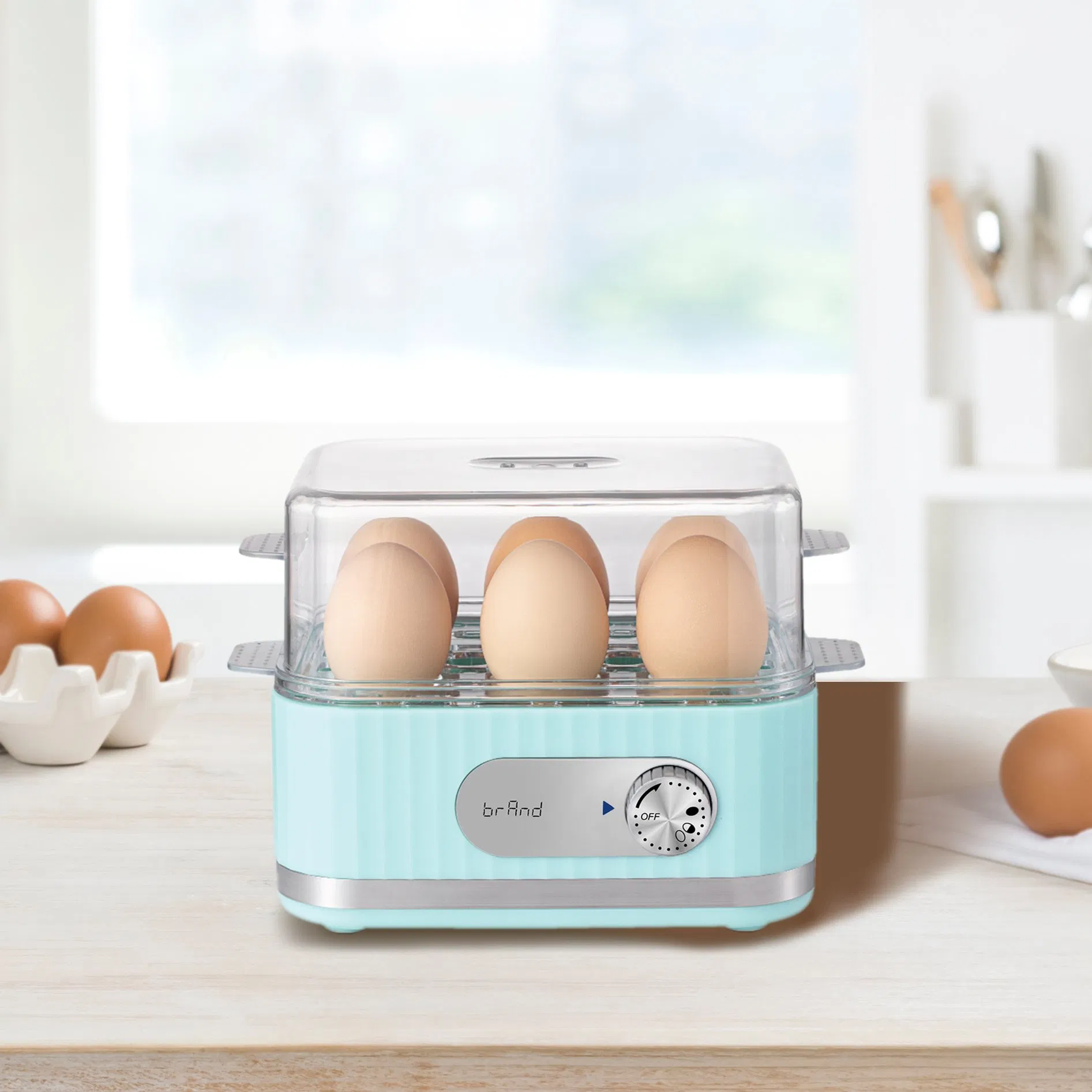 6-Egg Electric Cooker: Egg Boiler Timer, Anti-Dry, Perfect Egg Doneness Transparent Cover