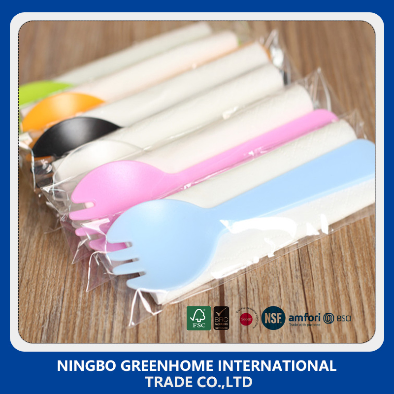 Colorful Disposable Cutlery Plastic Cake Spork with Customzied Logo Printing