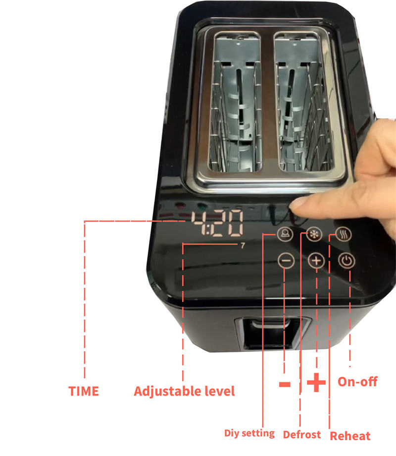 Commercial Home 2 Slice Toaster Automatic Pop-up Function Stainless Steel Toaster