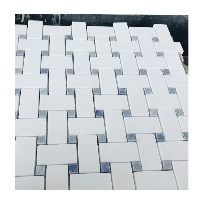 Мозаичная плитка Basket Weave из мрамора для кухни