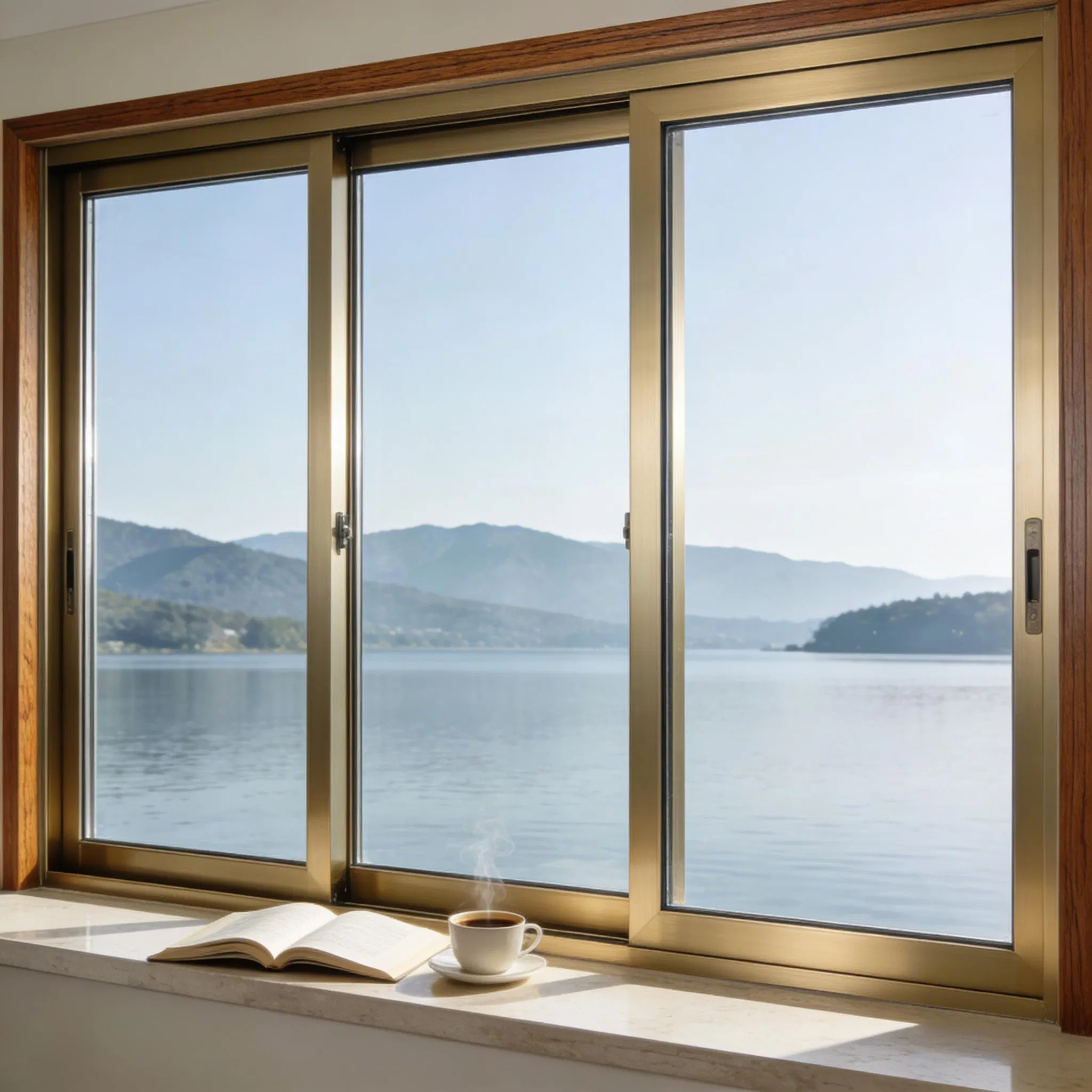 Sleek Wood Grain Transfer Sliding Window Made From Aluminum Alloy