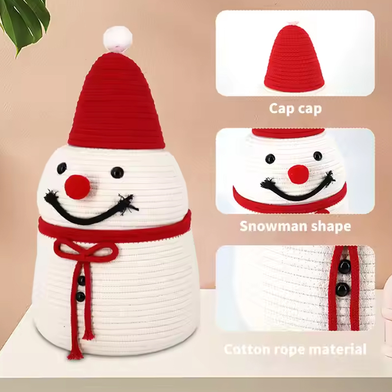 Snowman-Shaped Storage Basket High Quality Cotton Rope Colorful Storage for Clothing Cartons