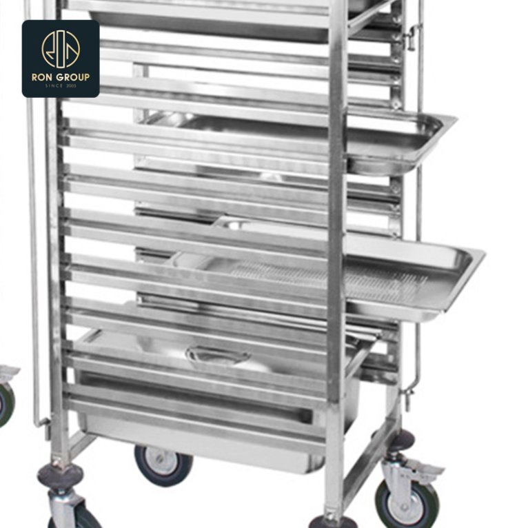 Stainless Steel Gn Pan Service Cart for Commercial Kitchens