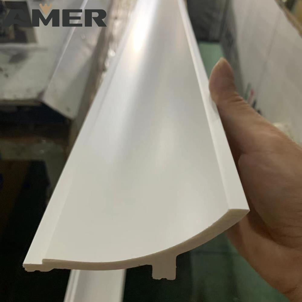 High Quality White Marble Color PS Wall Skirting Board Wood Baseboard Moulding Flooring Accessories